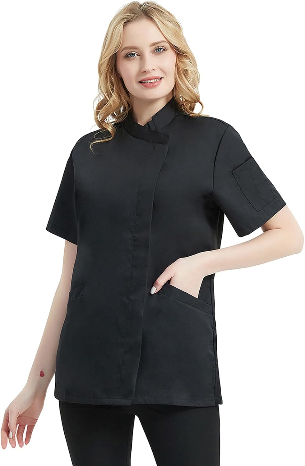 TopTie Women's Chef Coat Short Sleeve Chef Jacket