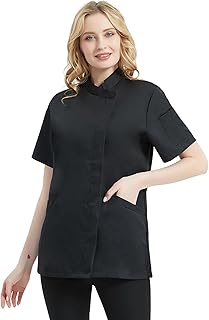 TopTie Women's Chef Coat Short Sleeve Chef Jacket