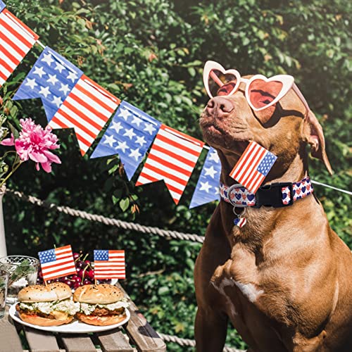 Athbavib American Flag Dog Collar For Male Female, Independence Day Patriotic Dog Collars With Pendant Adjustable Funny Dog Collar For Large Medium Small Dogs #TOP1