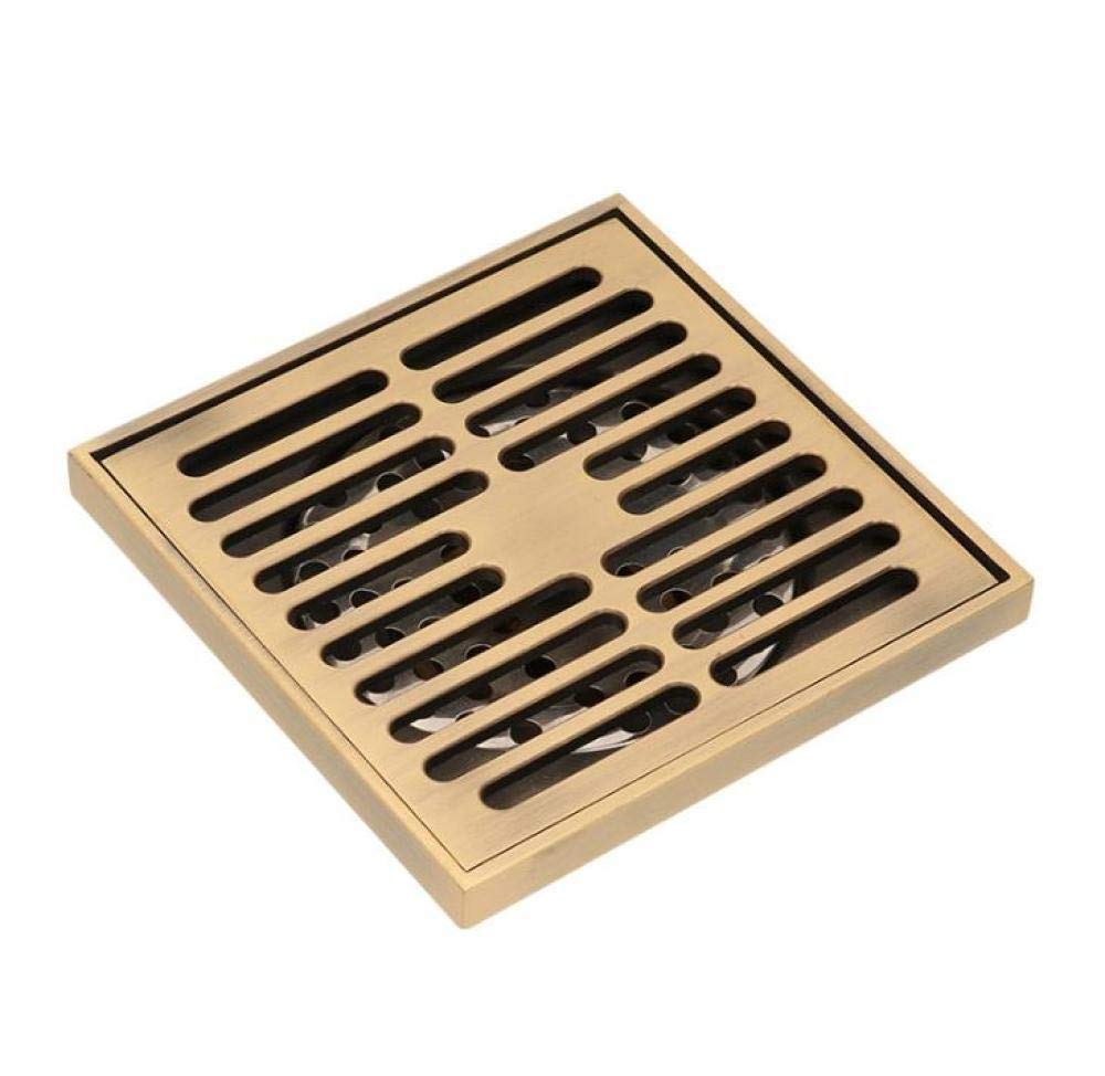 Desagüe De Suelo Redondo, 1 Unidad, De Cobre Y Latón, 10 Cm, Cuadrado, con Diseño Floral Tallado, Tapa De Desagüe Invisible, Antiolor, 9 Unidades（14）