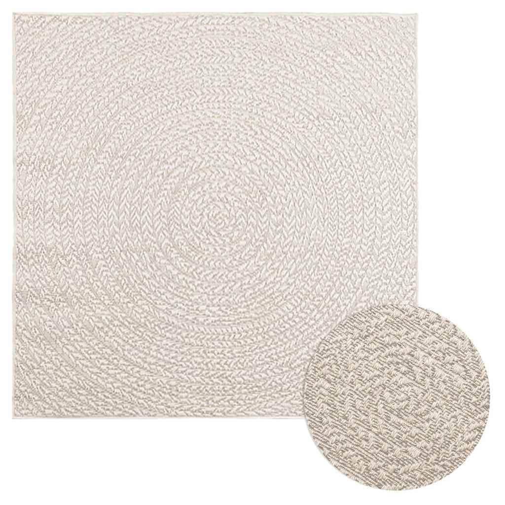 vidaXL Rug ZIZUR Cream 120x120 cm Jute Look Indoor and Outdoor, carpet, door mat, floor carpet, outdoor rug, floor mat, area rug, carpet flooring — image 1