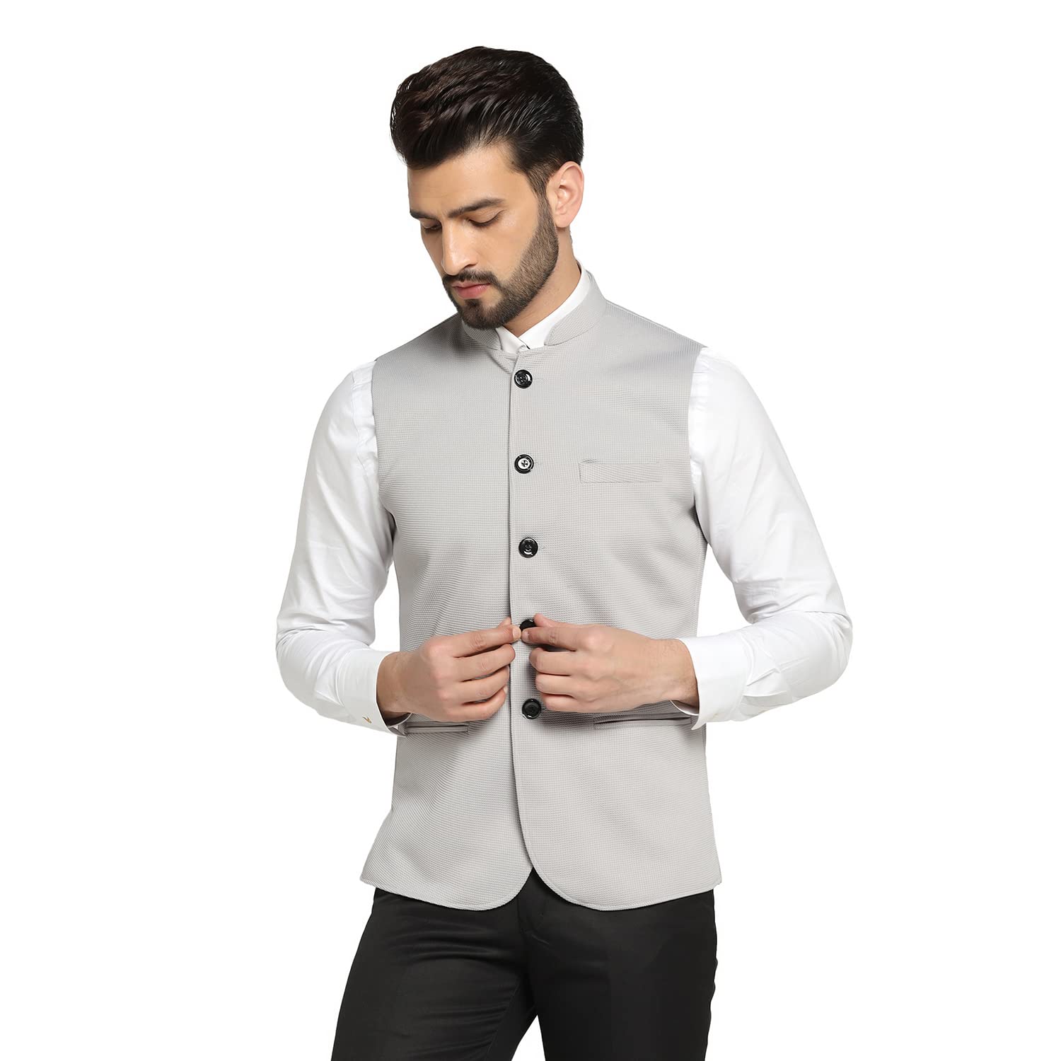 tahvo Men's Regular Fit Sleeveless Solid Nehru Jacket-picture-35