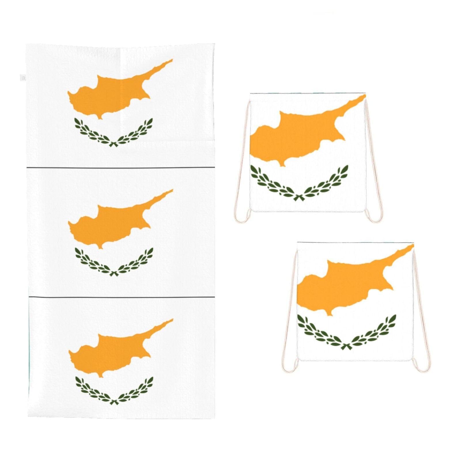 CNTDBU Flag of Cyprus 2 in 1 Packable Towel Bag-Large Beach Towel with Stuff Sack, Super Absorbent Microfiber Travel Towel for Pool