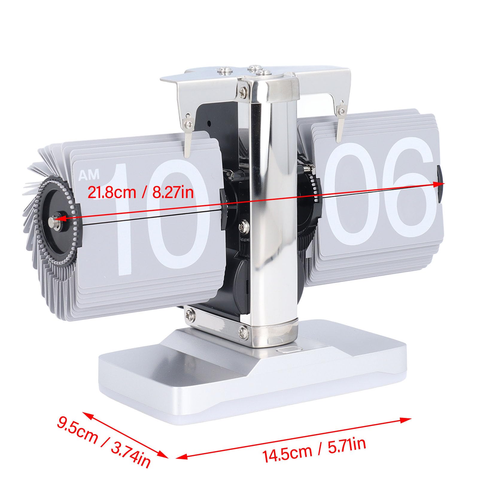 Reloj de Escritorio de Flip, Reloj Retro Digital con Luz Ajustable para la Decoración de la Oficina en el Hogar del Dormitorio (Gris-Plata)