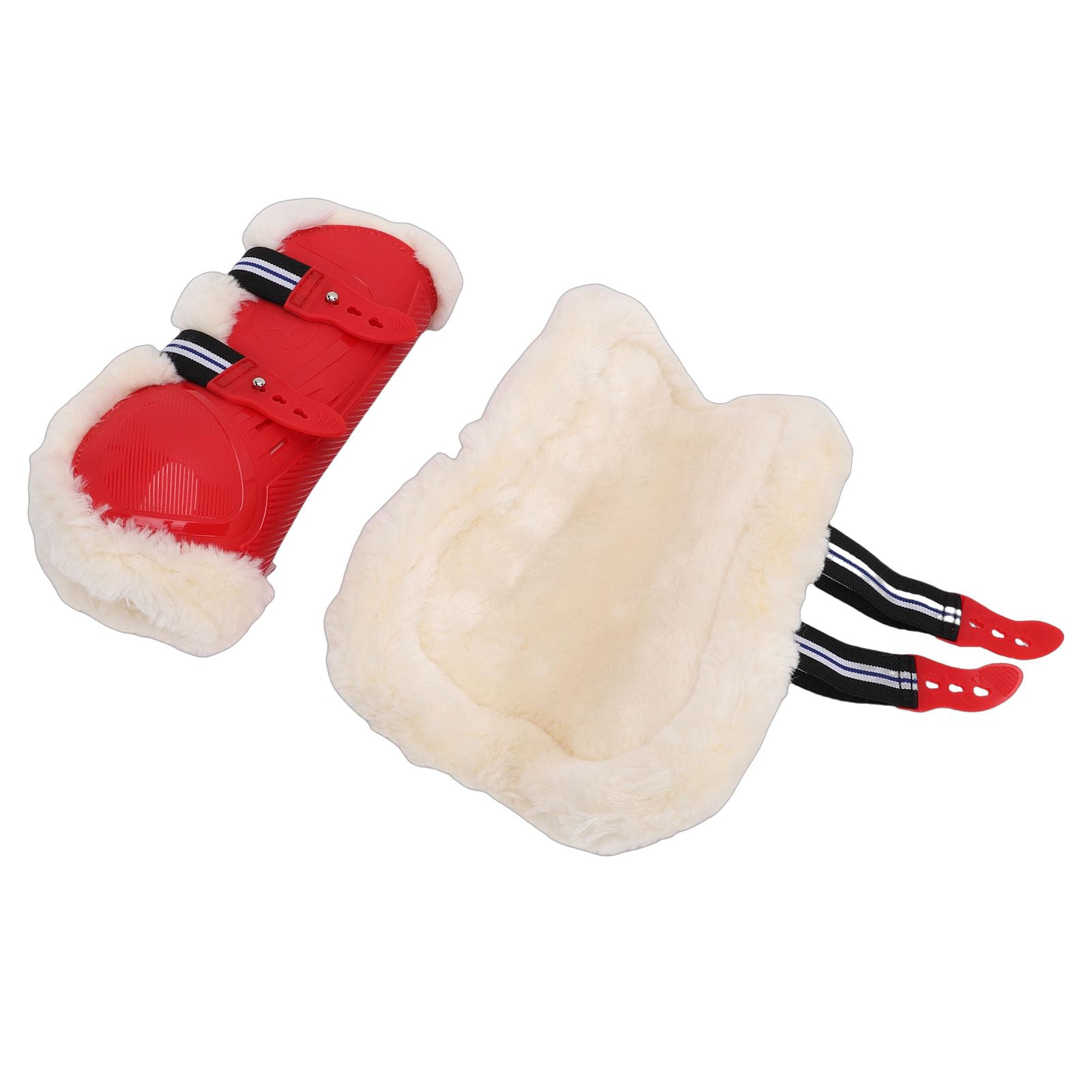 Acouto Protezione per Le Gambe del Cavallo, Morbida e Calda, in PU, per L'allenamento delle Gambe del Cavallo, Fodera in Finta Lana, Design Ergonomico per da Salto Ostacoli