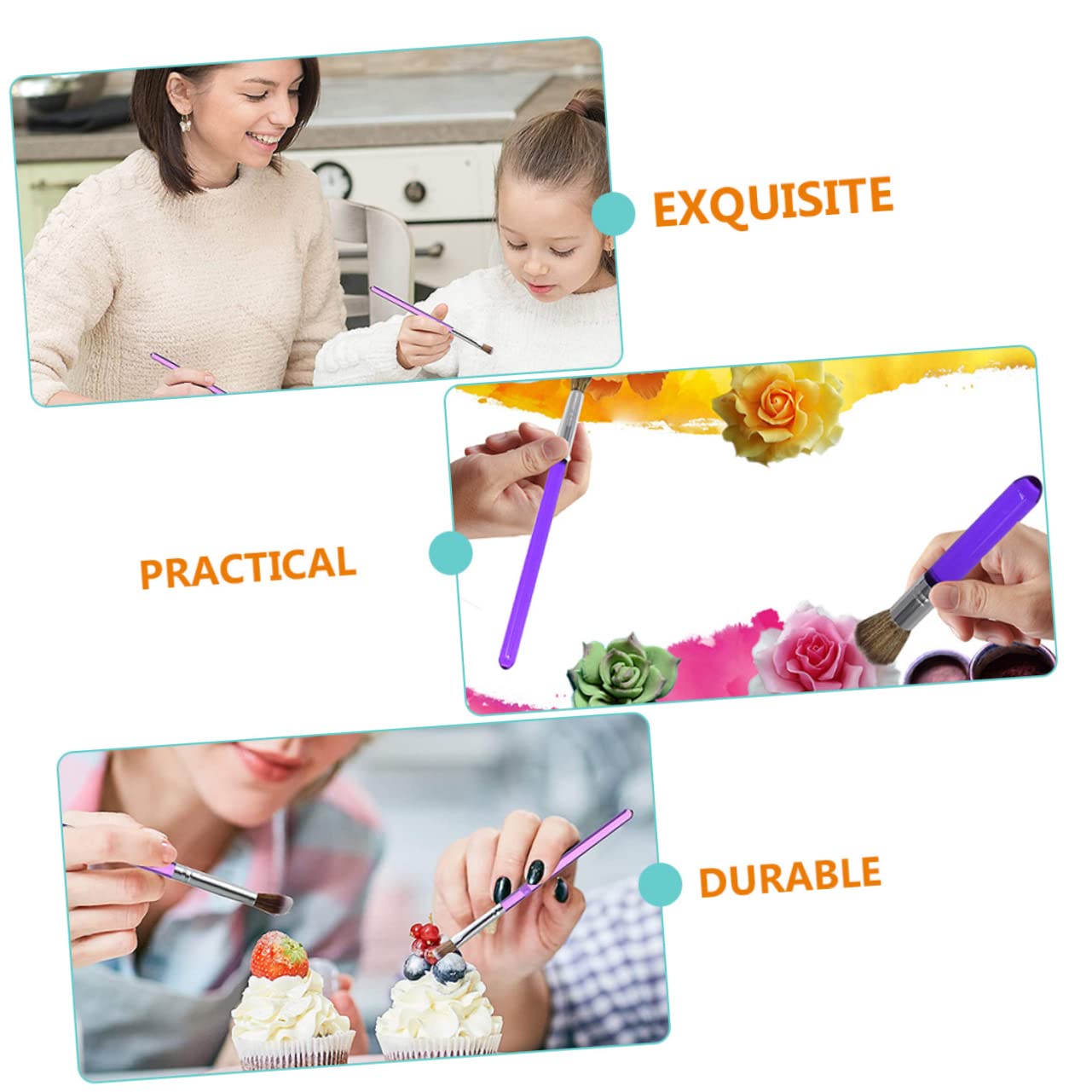 MAGICLULU 5 Ensembles Étui À Stylo Gravure Fondant Pinceaux À Pâtisserie Accessoires De Décoration De Pâtisserie Biscuit Gâteau Outil Multifonction Pinceau À Dessert Plastique 8 Pièces * 5
