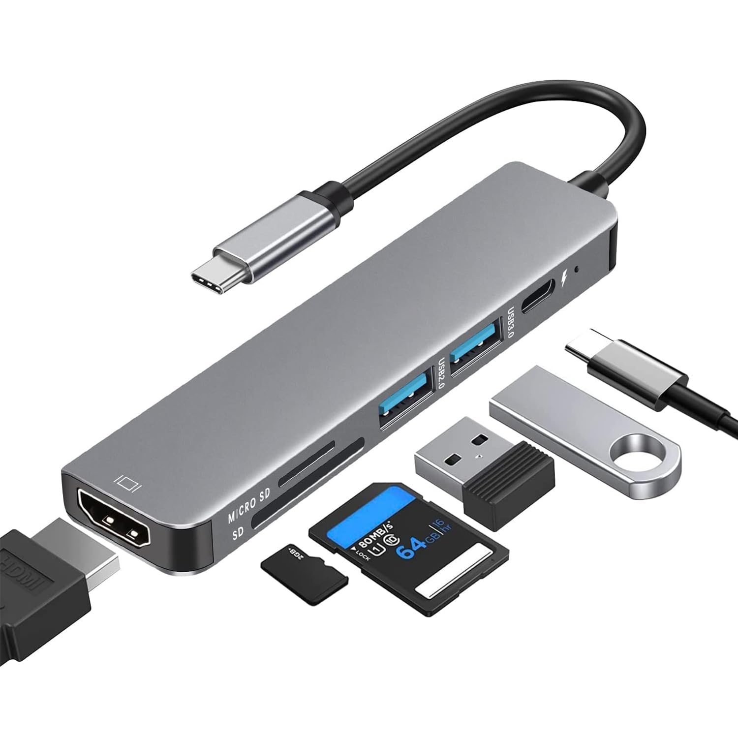 Amazon | USB C ハブ USB ハブ USB ウルトラスリム 6-in-1 マルチ 