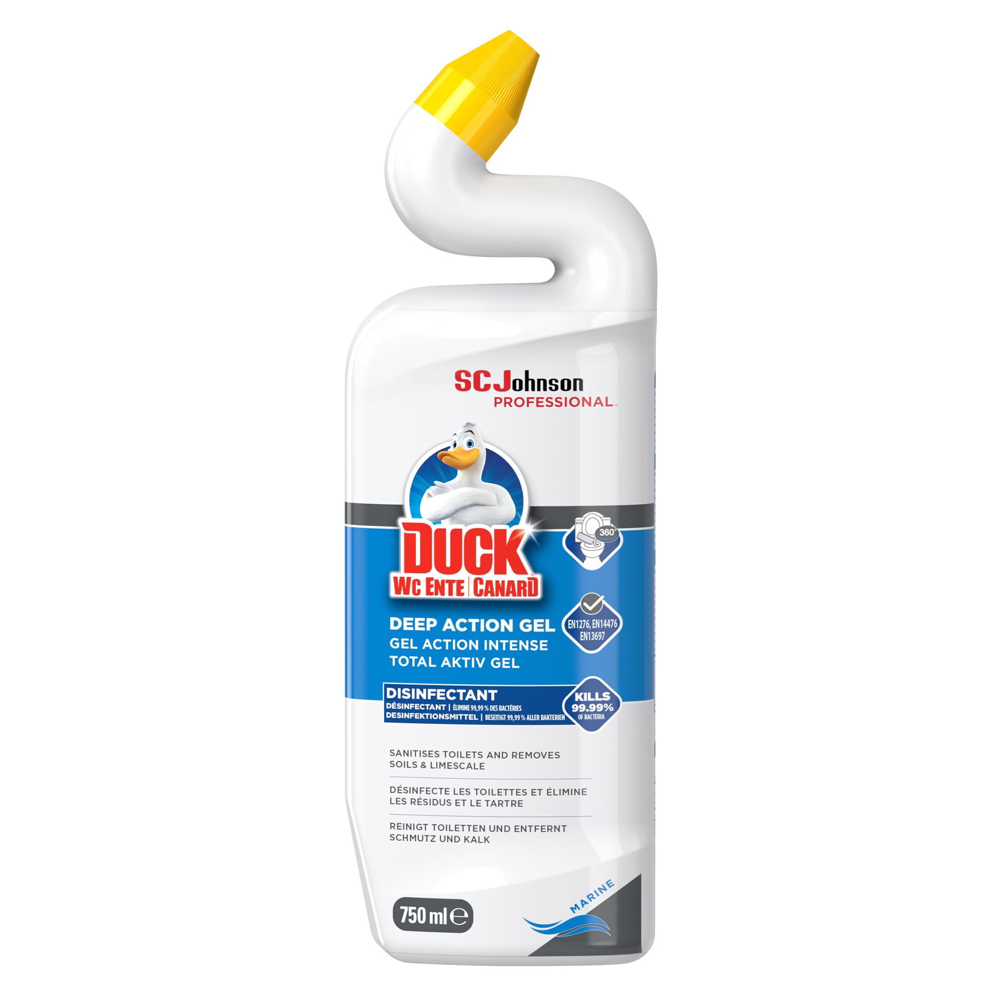 Duck Deep Action Gel Marine – Toilet Bowl Cleaner – Removes Limescale & Kills 99.9% Germs – Long-Lasting Marine Freshness – 750ml Bottle