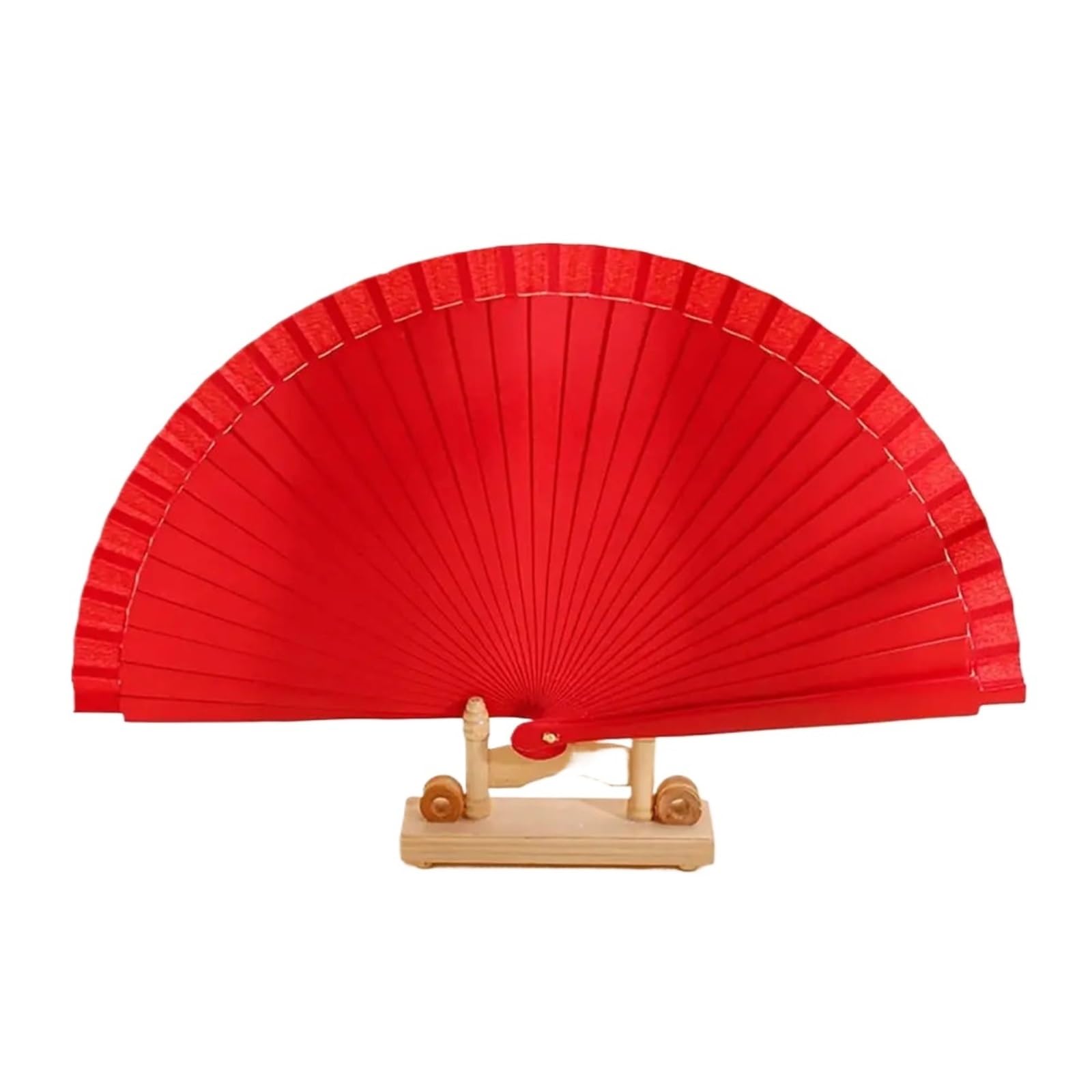 Zeahkri Folding Fans 5pcs Vintage Hand Fan Portable Bamboo Wedding Gifts For Guest Birthday Party Decoration Art Dance for Wedding Performance Dancing(Red 23x43cm)