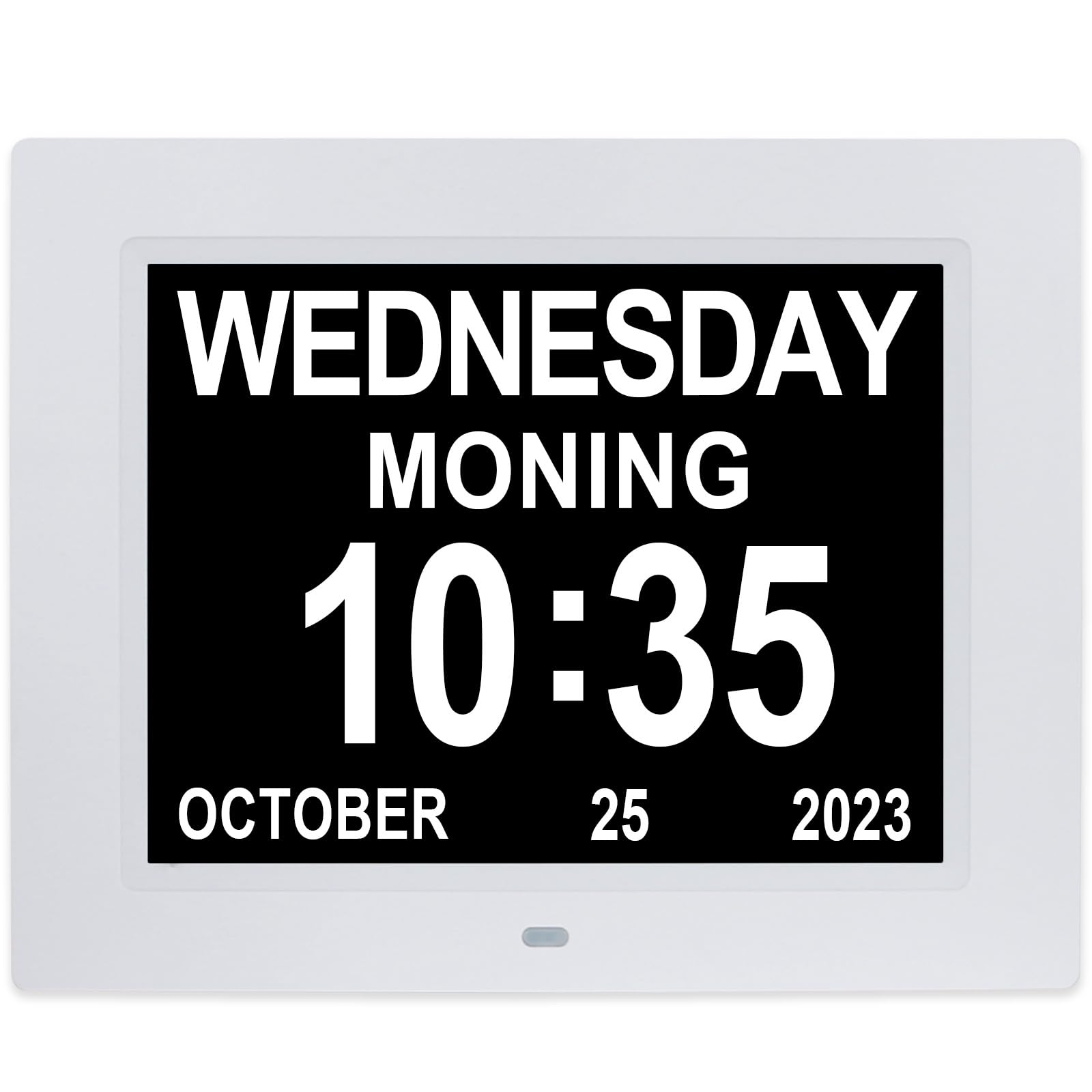 8 Inch Extra Large Calendar Day Date Time Clock with Non-Abbreviated Day Month Dementia Clocks Perfect for Senior Elderly Impaired Vision Memory Loss