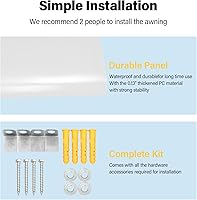 Vista 7 de Toldo con dosel, protección UV contra la lluvia y la nieve, refugio contra la lluvia, toldo de mantenimiento gratuito con cubierta transparente
