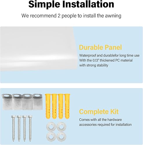 Miniatura 7 de Toldo para toldo, protección contra la lluvia UV, nieve, refugio de lluvia, cubierta transparente gruesa sin mantenimiento, lámina de policarbonato