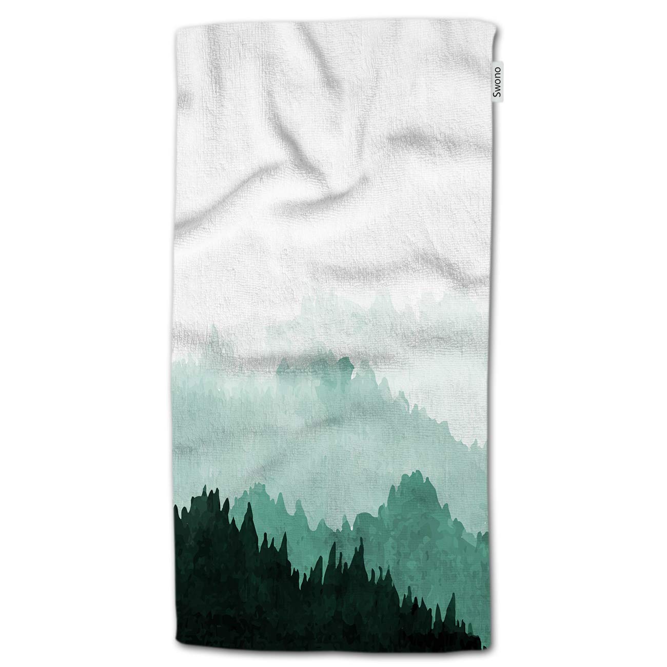 HGOD DESIGNSNature Green Mountains with Trees in Fog 100% Cotton Soft Bath Towels for Kitchen Ensuite Spa 15"X30"