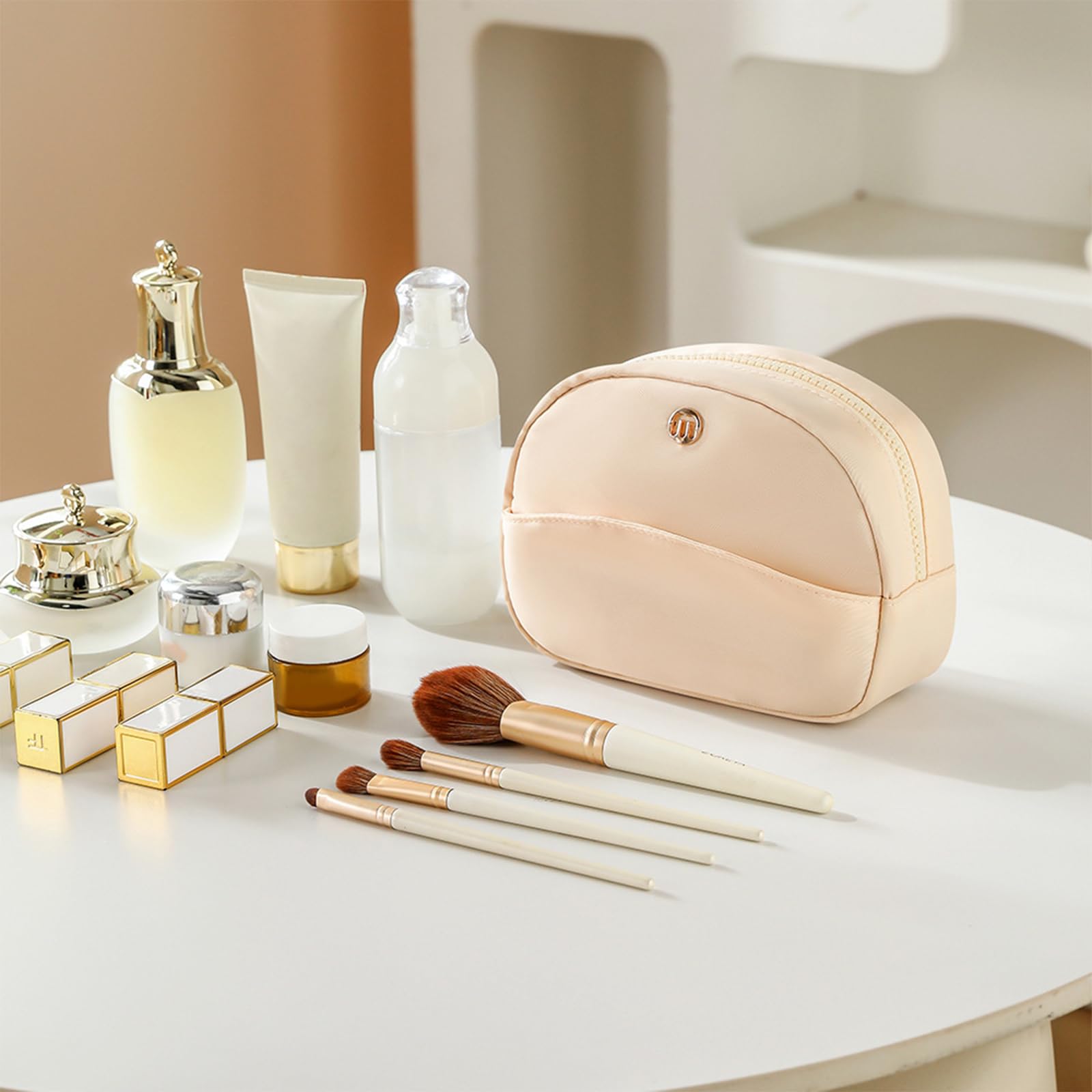 KASESSS Makeup Bag, Small Make Up Bag, Cosmetic Bags, Puffy Flat Lay Makeup Bags with Zipper - Image 4