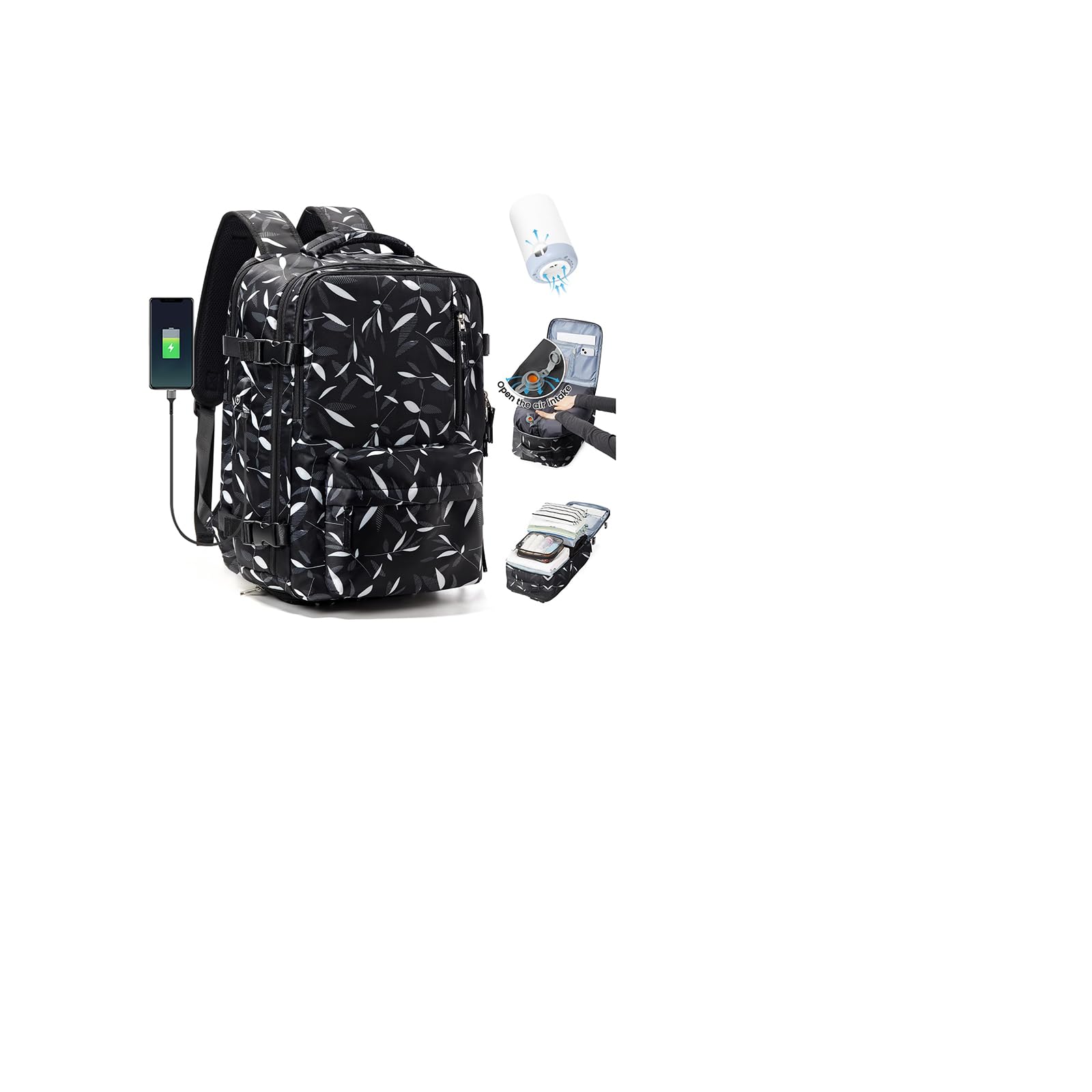 SZLX Zaino Ryanair 40x30x20 Sottovuoto Bagaglio a Mano 40x20x25 Donna Zaino da Viaggio 40x30x20 Wizzair Borse da Cabina per Easyjet 45x36x20 Uomo per Laptop 14 Pollici con Porta USB e Porta Scarpe