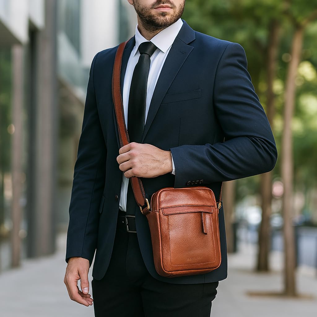Zerimar Bandolera de Piel Auténtica – Diseño Elegante y Profesional para Uso Diario y Ocasional - Ultimas Unidades- Bandolera 20x16x5'5cm