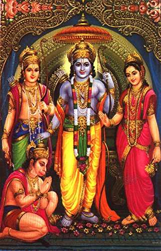 Crafts of IndiaRam Darbar/Hindu God Postcard -reprint on paper (Size 5"x7" Inches)