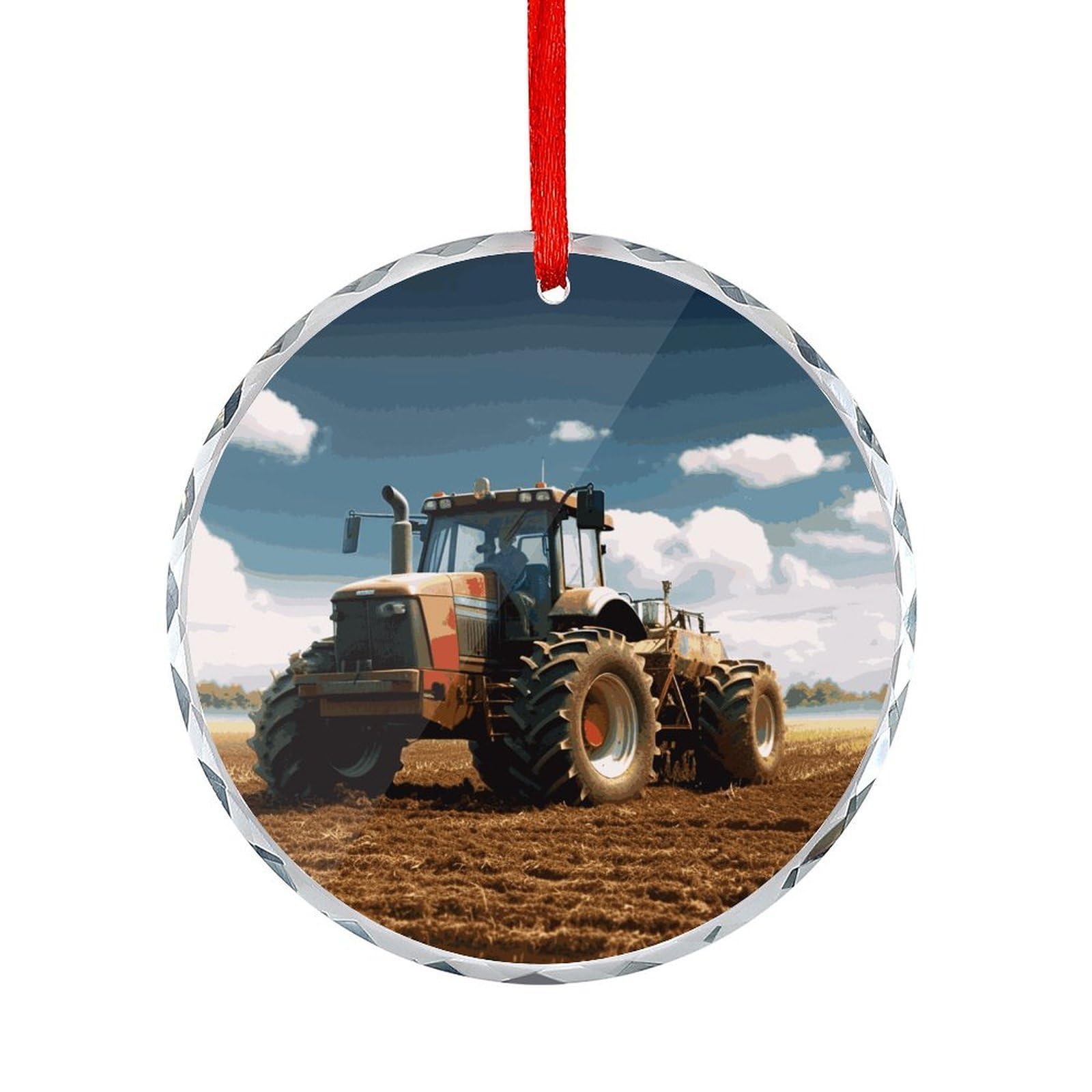 Fodpand Women's Style Fantasy Farm Tractor Round Glass Ornament Keepsake Gift Exchange Ideas Car Decor,Christmas Ornaments For Tree Window Garden Ornaments