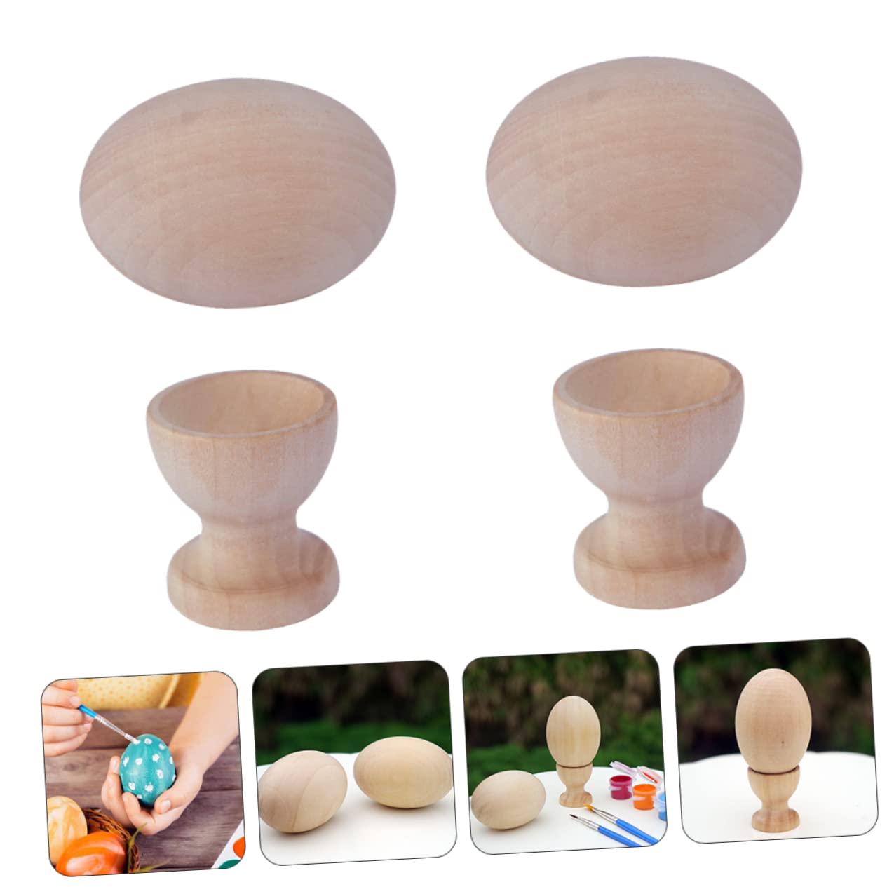 TOYANDONA 14sätze Holz Ostereier Mit Ständern Unbemalte Holz-eier Für Kreative Projekte Für Bastelarbeiten Zu Ostern Und Mehr