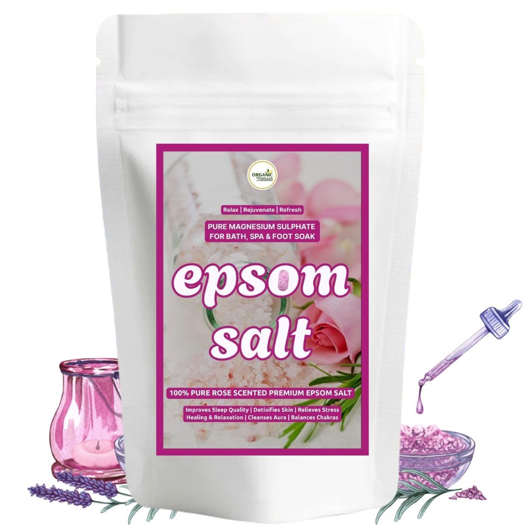 Organic Vardaan- Rose Epsom Salt | For Stress Relief, Muscle Relaxation & Skin Softening | Pure Magnesium Sulphate for Bath, Spa & Foot Soak | Aromatherapy-picture-51