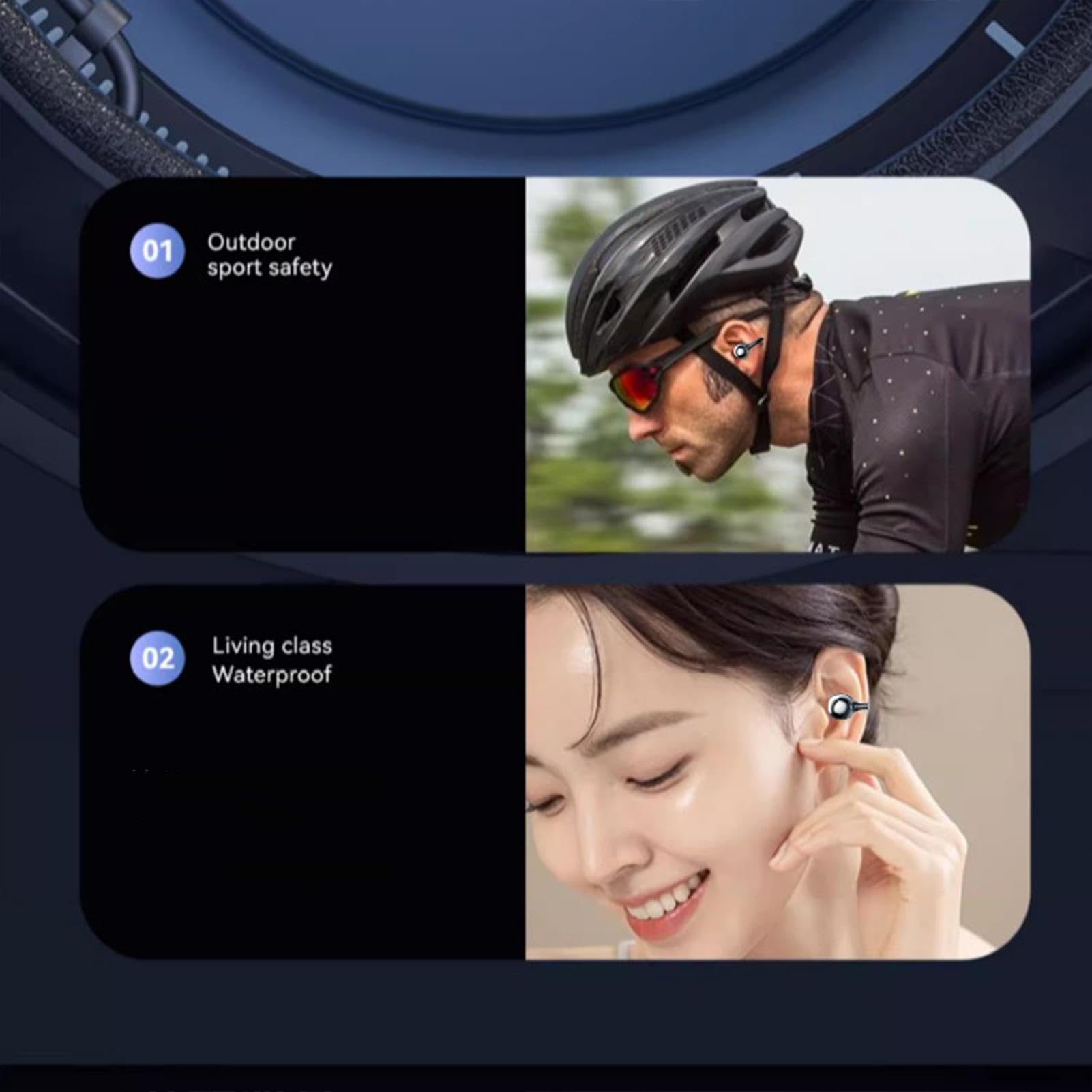 Generisch Cuffie aperte con clip, cuffie per fitness, ABS + PC, auricolari aperti senza fili, comode cuffie per esercizi sportivi che funzionano