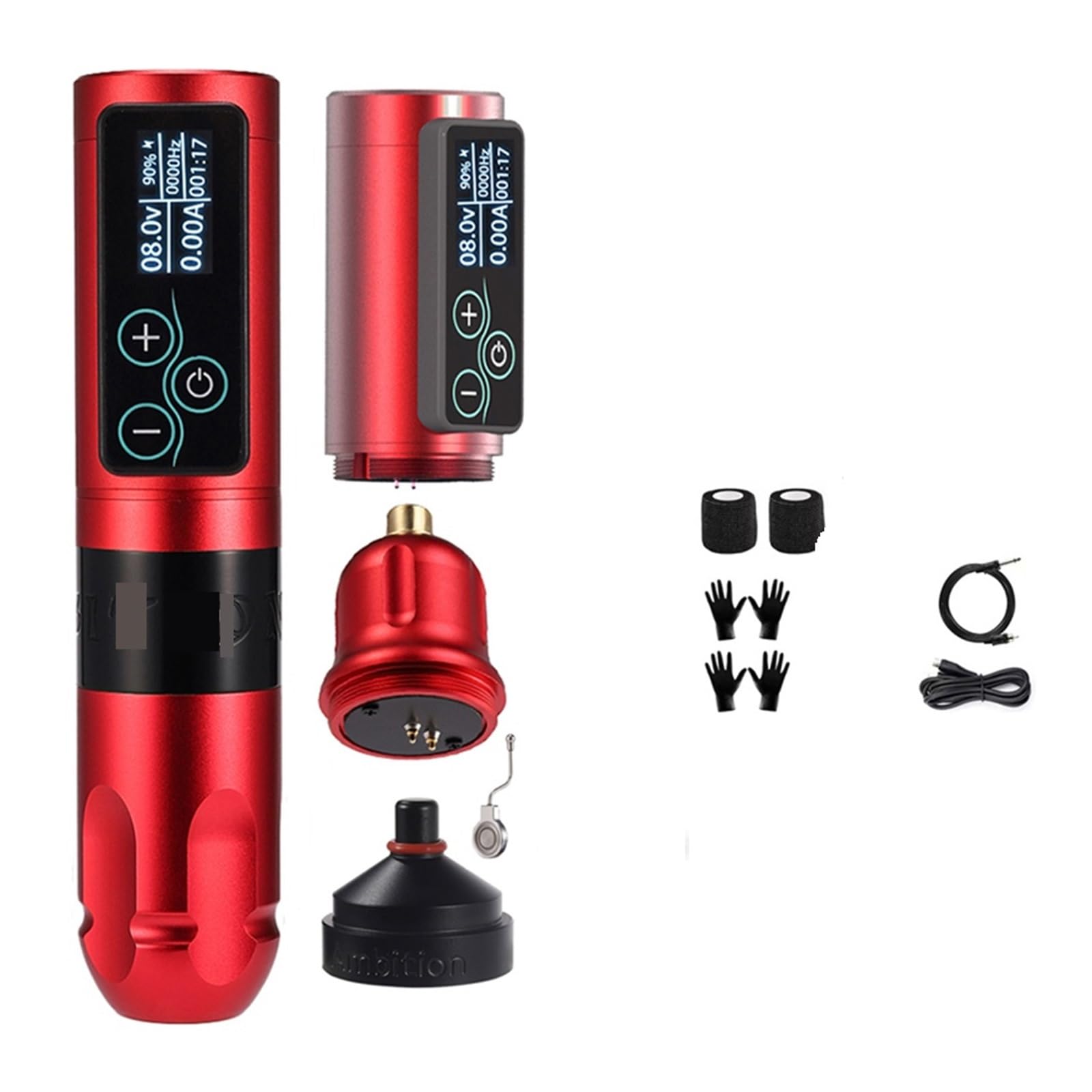 Kits de tatuaje Máquina De Tatuaje Inalámbrica Portátil, Pluma, Motor Sin Núcleo Fuerte, Batería De Litio De 2400 MAh For Artista Del Tatuaje Con Aguja De Cartucho De Tatuaje De 80 Uds. Para principia