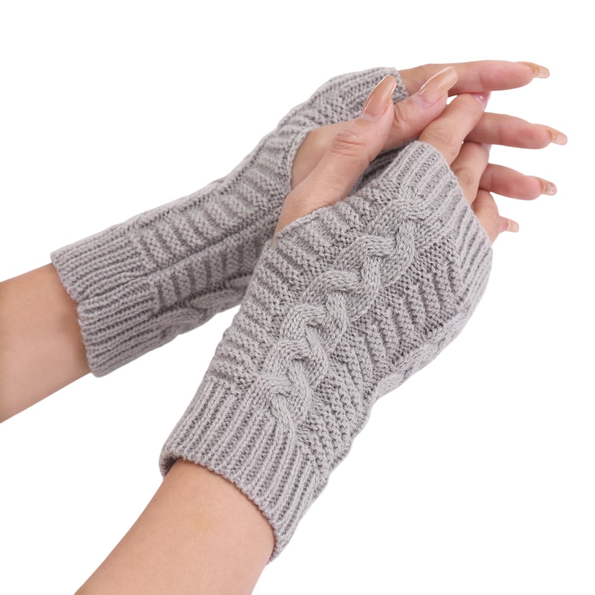 Gloves for Women Girls Thumb Hole Arm Sleeve Cool Evening Party Gloves Women's Cable Knit Arm Warmer Fingerless Gloves Thumb Hole-image-3
