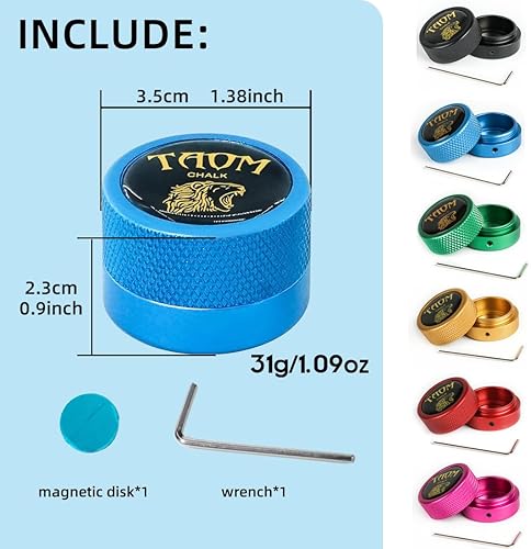 Vista 60 de TAOM - Soporte para tiza de piscina, herramienta práctica redonda, accesorios de billar, mini estuche magnético para tizas, contenedor de caja