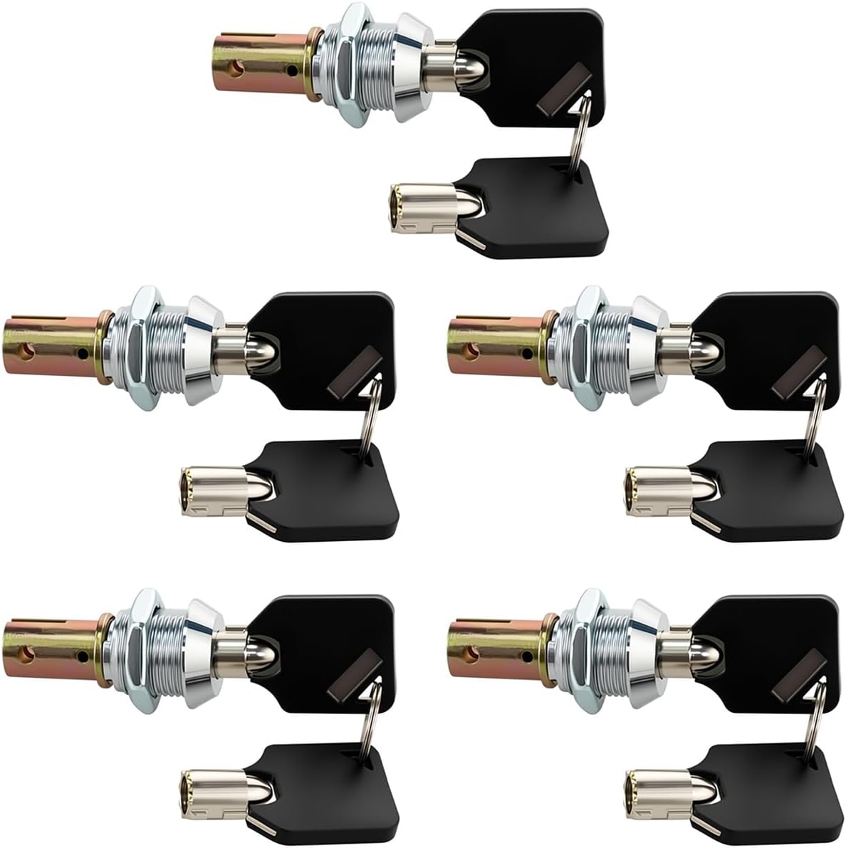 Toolbox Lock with Keys — Replacement Lock Compatible with Craftsman Tool Cabinets, Tool Chest, Drawer, and Storage Box — Secure Cabinet Locking System (5 Pack, Keyed Different)