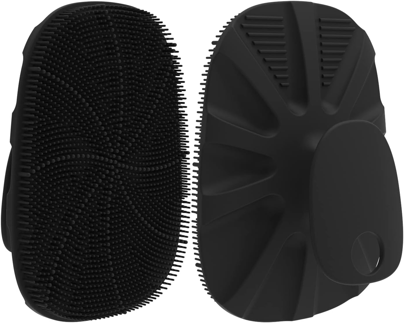 Silicone Body Scrubber Shower Bath Brush for Men Women Nourishing, Cleaning & Exfoliating - No-Slip Handle,Lather Well, Long Lasting, Easy to Clean & More Hygienic Loofah,1 Pack,Black