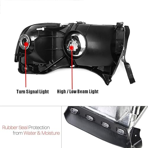Miniatura 6 de 2 faros delanteros cromados para Dodge Ram 1500 1994 1995 1996 1997 1998 1999 2000 2001 94-02 Ram 2500 3500 (modelos no deportivos) faro delantero +