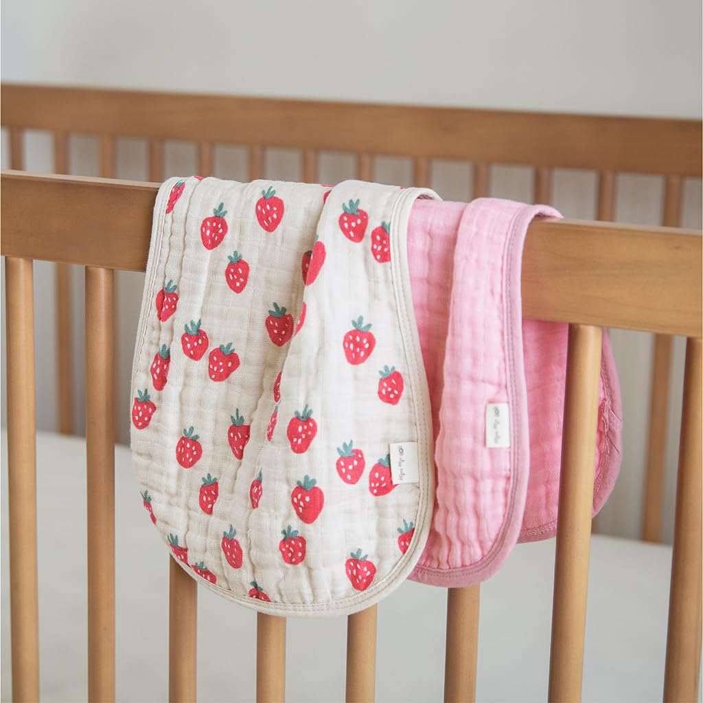 Itzy Ritzy Set of 2 Baby Burp Cloths – Ultra-Soft Absorbent Burping Cloths for Babies - Made of 100% Cotton Muslin and Generously Sized with Trendy Coordinating Prints – Machine Washable (Strawberry) - Image 10
