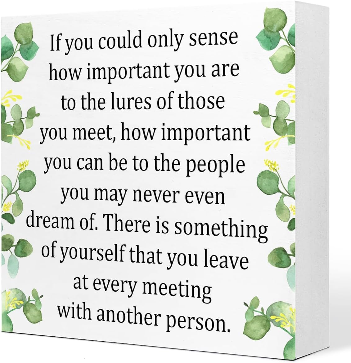 Inspirational Box Sign 7x7 Inch Floral Wooden Desk Decor