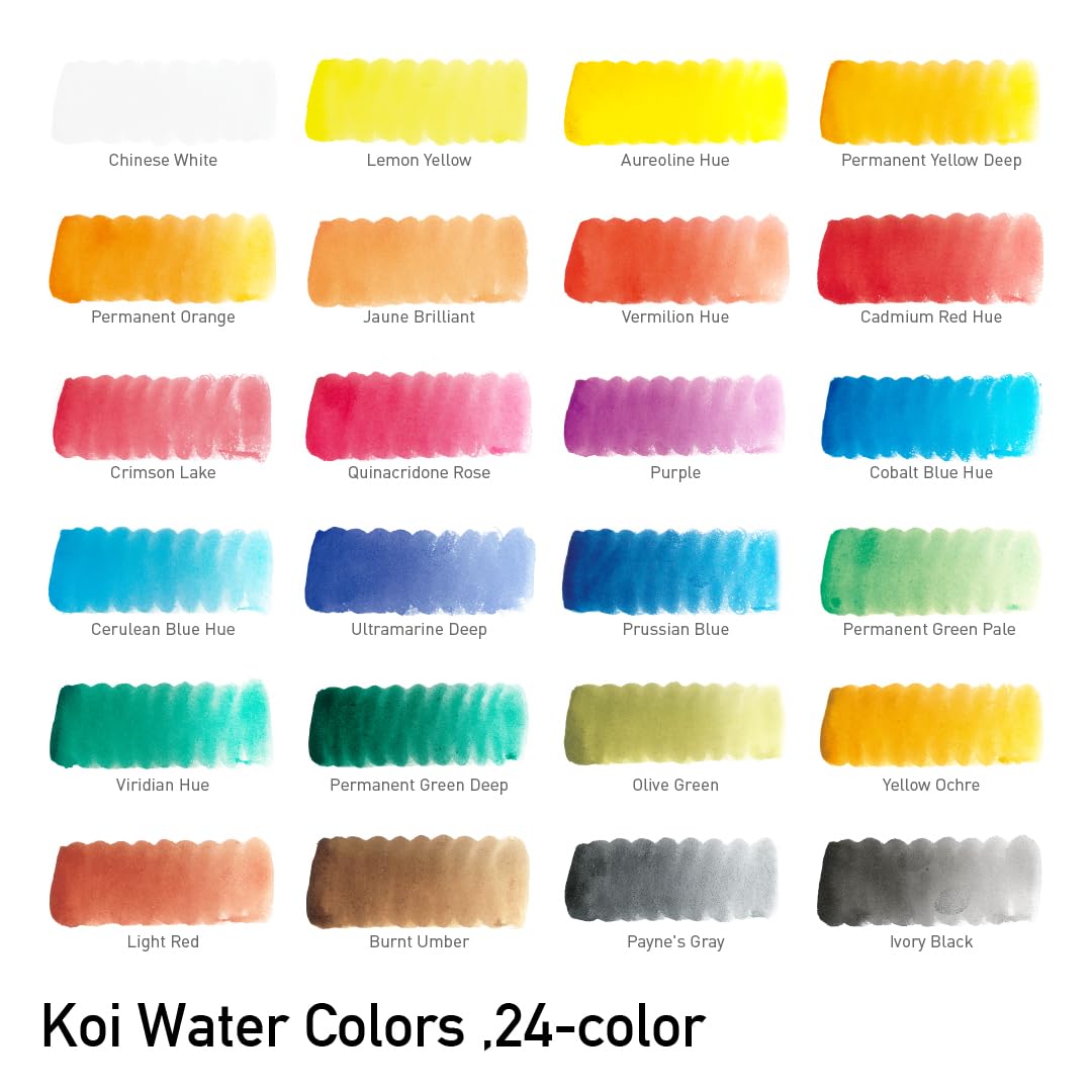 Sakura Koi Water Colors Pocket Field Sketch Box - 30 Halve Pans Met Mengpalet, Spons & Waterpenseel - Ideaal Voor Onderweg