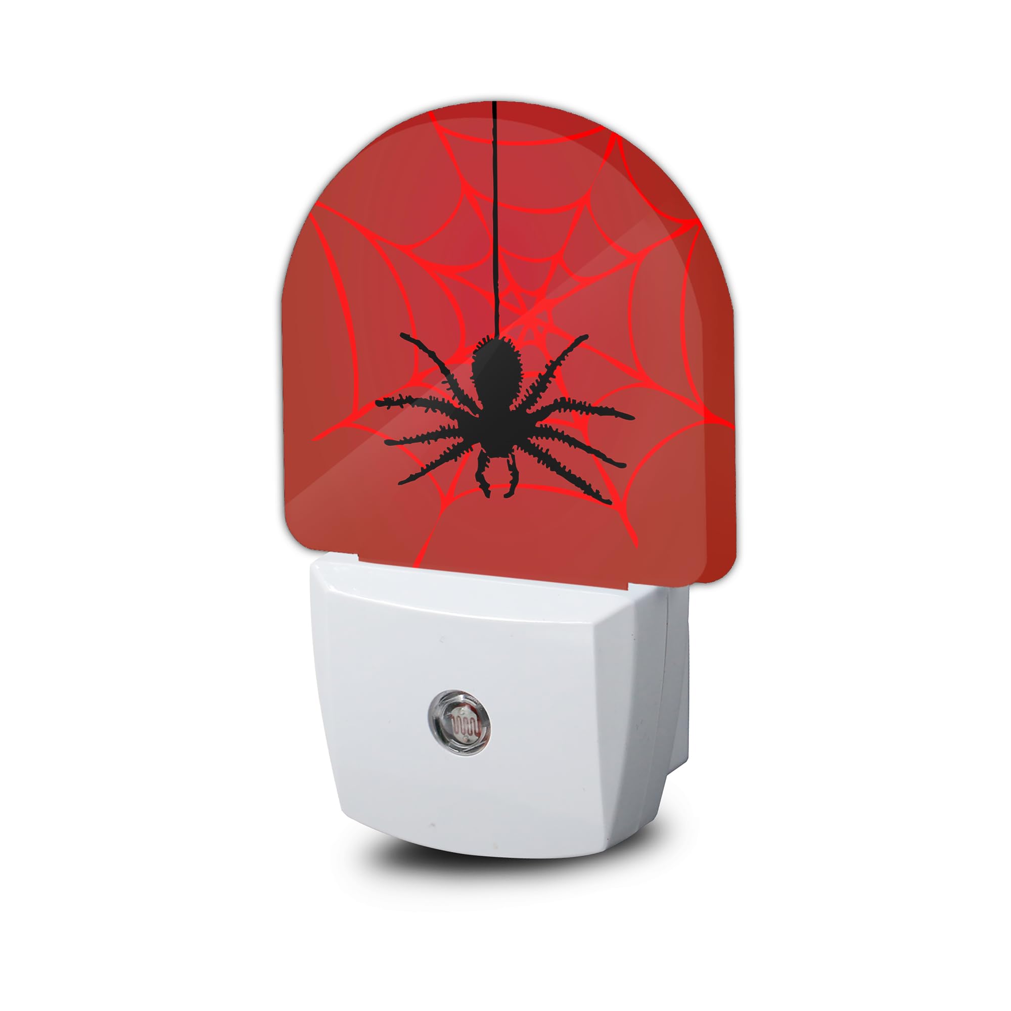 Red Spider Night Light,Spider Web Night Lights Plug into Wall with Dusk to Dawn Sensor,Lamp for Bedroom Bathroom Hallway Nightlight for Women Girls