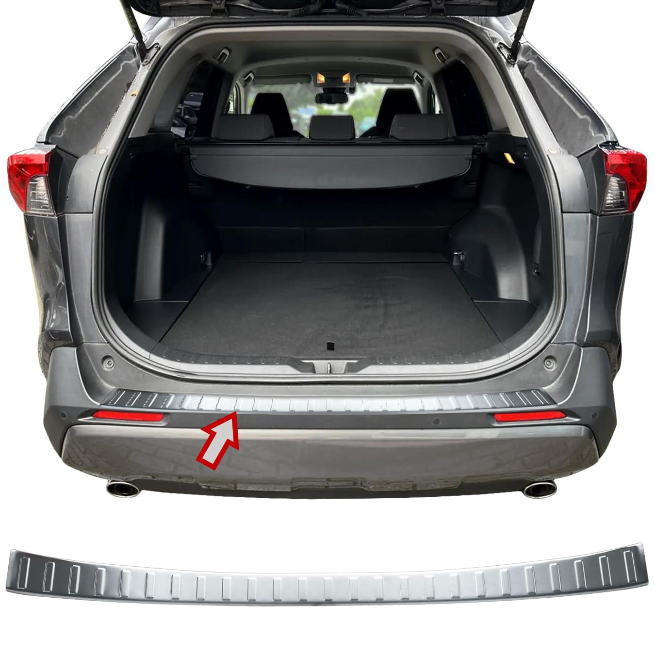 RECAMBO | Protector de Parachoques Trasero | Compatible con Toyota Rav4 | a Partir de 2018 | Acero Inoxidable Mate | Protección Borde de Carga