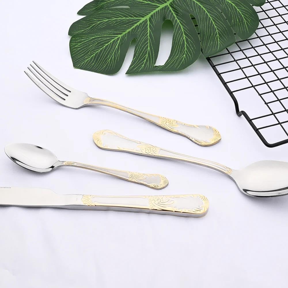 Besteck-Sets Vintage Gold Geschirr 18 10 Edelstahl Geschirr Set Besteck Küche Besteck 24Pcs