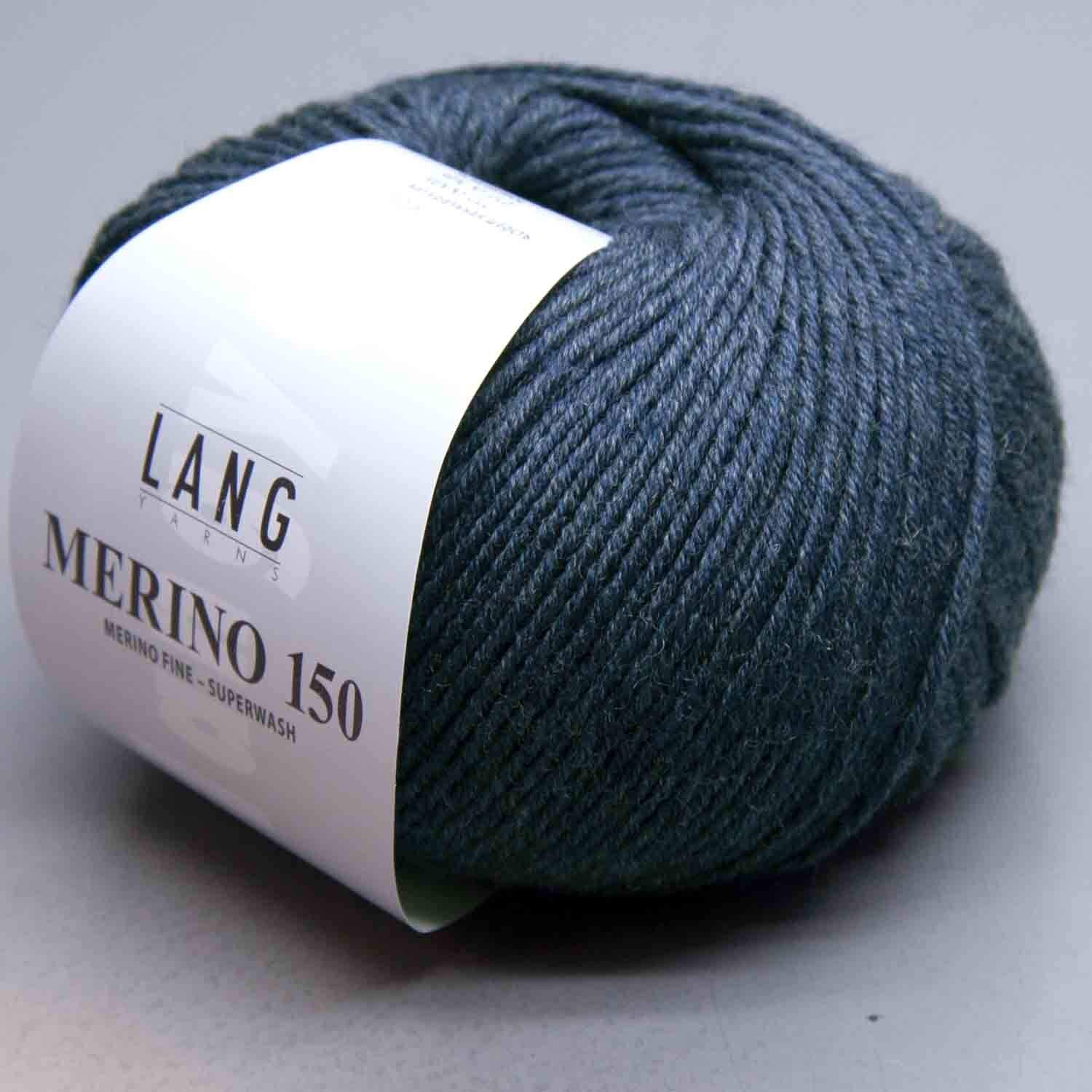 Lang Yarns Merino 150 – 50 g/Approximately 150 m Colour: Jeans Dark Melange (0234)