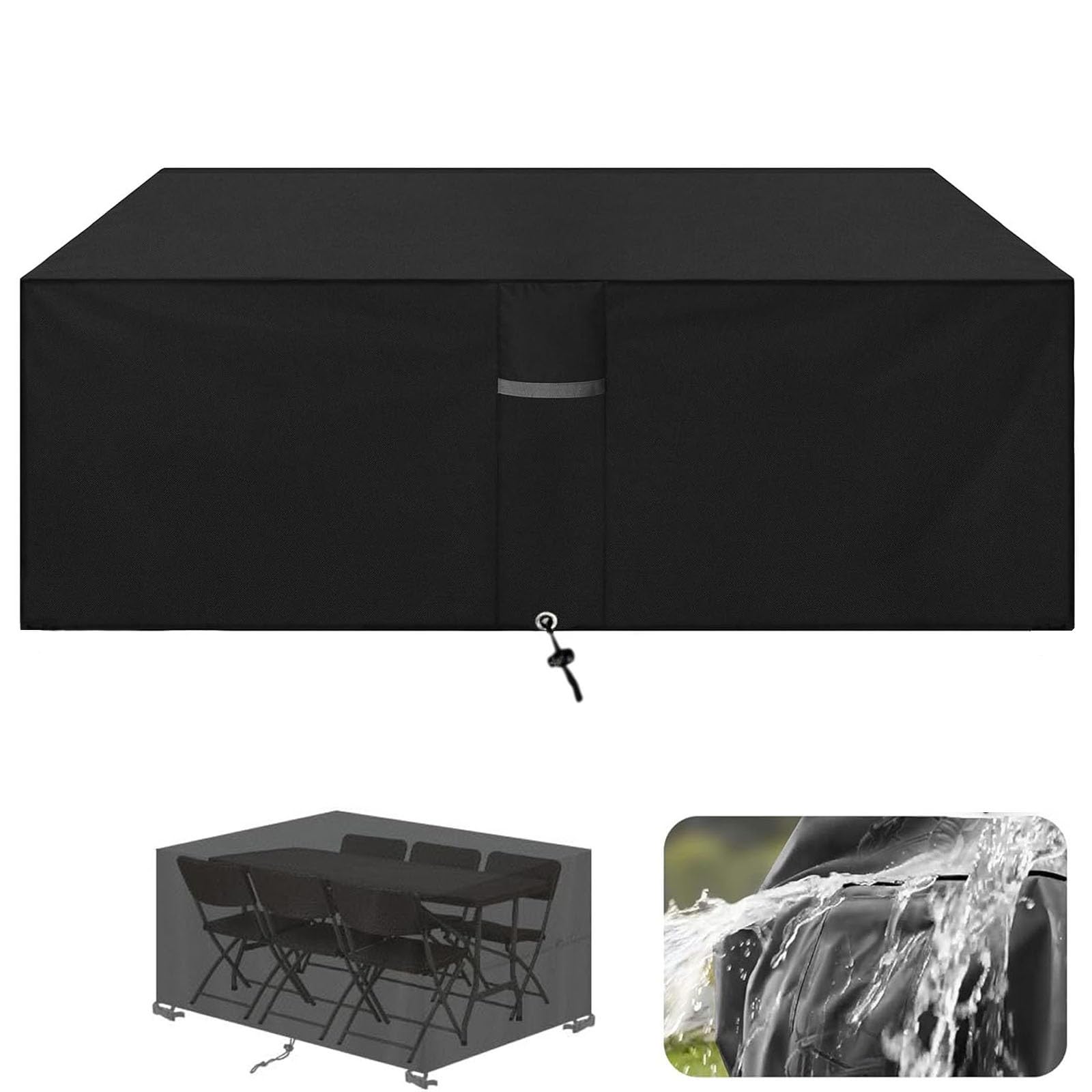Copritavolo da Giardino Esterno 188 x 152 x 100 cm, 420D Tessuto Oxford, Anti-UV, Antipolvere Telo Copri Tavolo per Esterno Copritavolo da Esterno, Nero