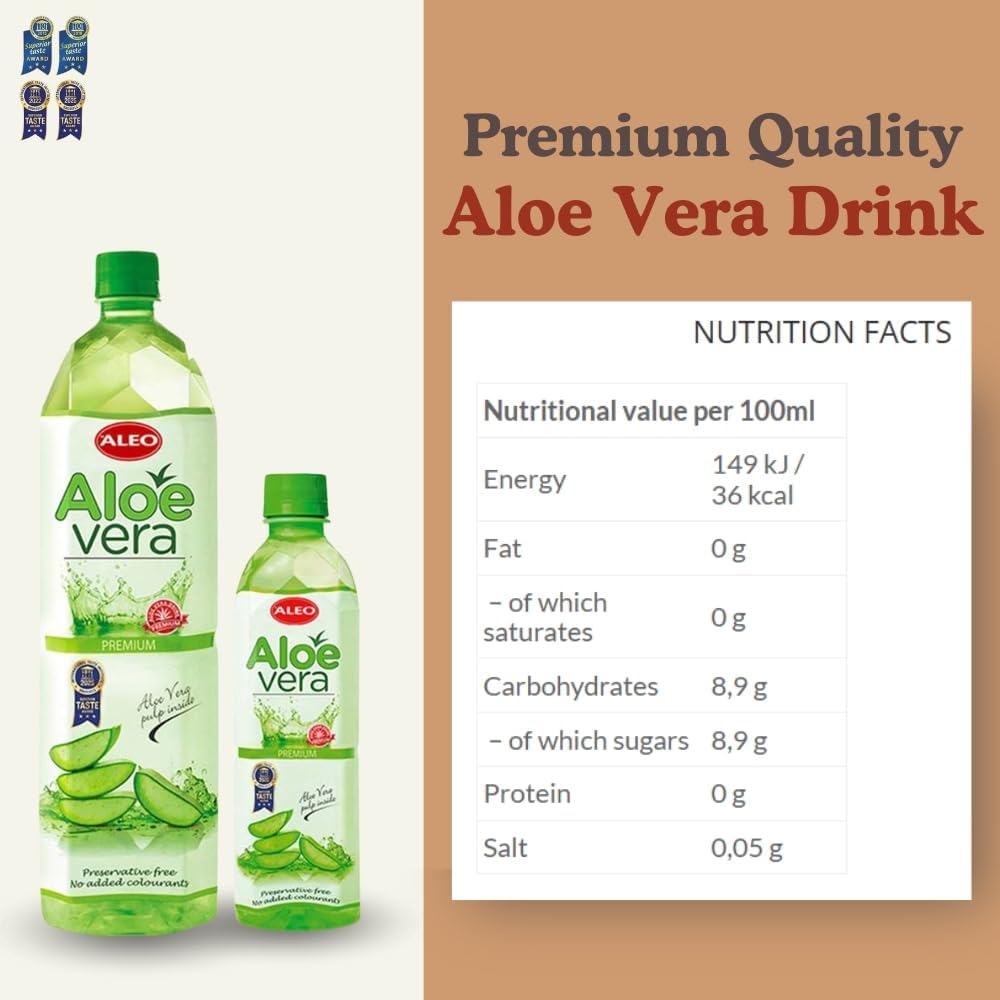 ALEO 1.5L Premium Aloe Vera Drink - Natural, No Preservatives, No Artificial Colors Superior Taste Award 2025