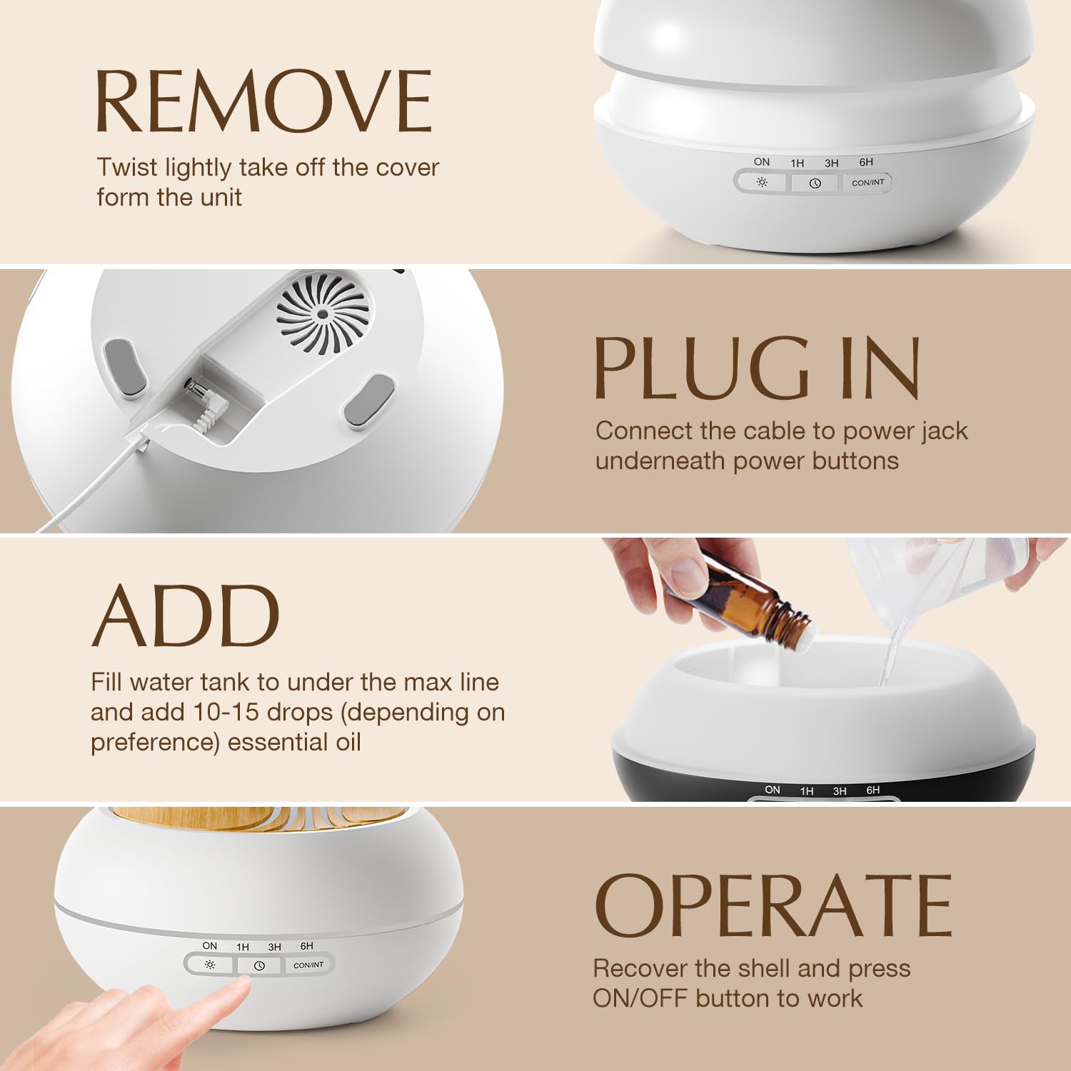 SALKING Diffuseur Huiles Essentielles 400ml, Diffuseur Parfum Maison 7 LED, Humidificateur d'air Chambre Ultrasonique sans BPA, Diffuseur d'Arômes pour la Maison et Le Bureau, Blanc