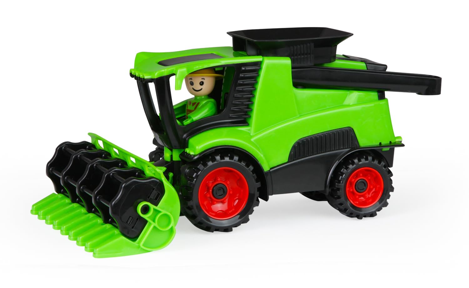 Lena 01626 - Truckies Mähdrescher mit Mähwerk, stabiles Bauernhof Fahrzeugset ca. 27 cm, Spielfahrzeug Set mit Figur für Kinder ab 2 Jahre, Robustes Spielset für Sandkasten, Strand, Kinderzimmer