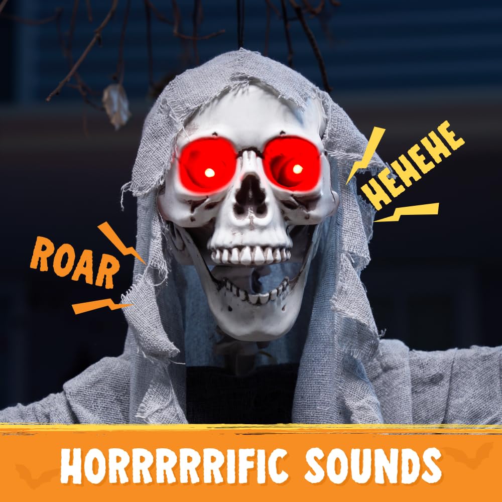 JOYIN 170cm animato hanging urlando fantasma decorazione, scheletro di halloween grim reaper per haunted house prop décor