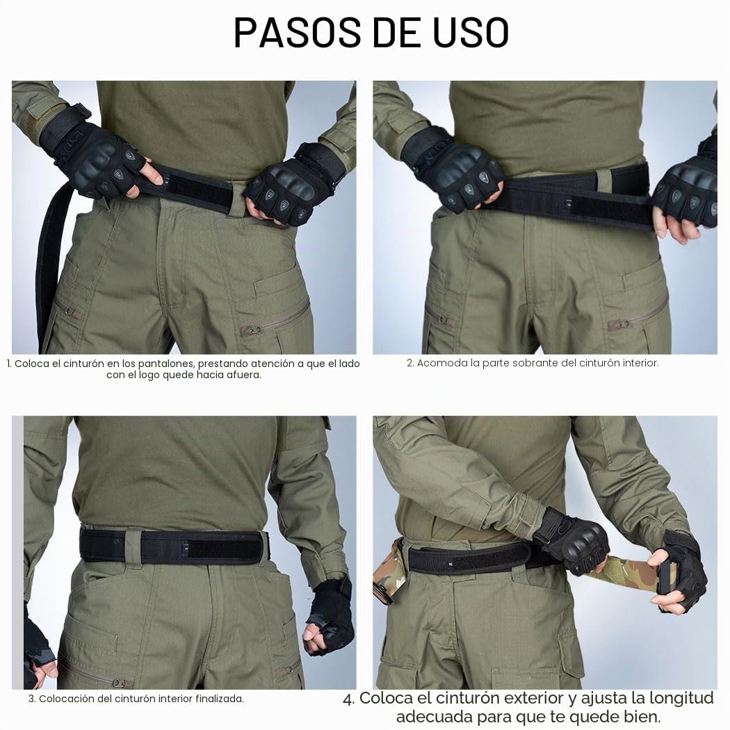 IDOGEAR 2" Cinturón Táctico Hombres Cinturón de Estilo Militar Capa MOLLE Cinturón de alta resistencia con 1.75" Juego de cinturón interior