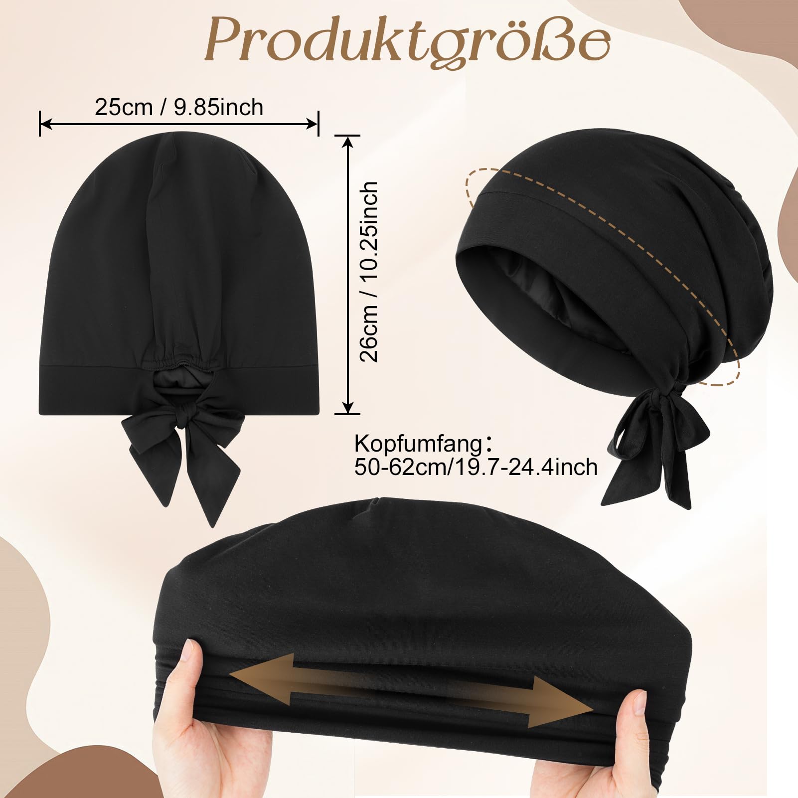 Kiiwah Seidenhaube zum Schlafen, Unisex Bambusfaser Schlafhaube Seide, Verstellbare Schlafmütze mit Riemen, Weiche Satin Haarhaube für Die Nacht, Bonnet Haare Silk für Damen Herren