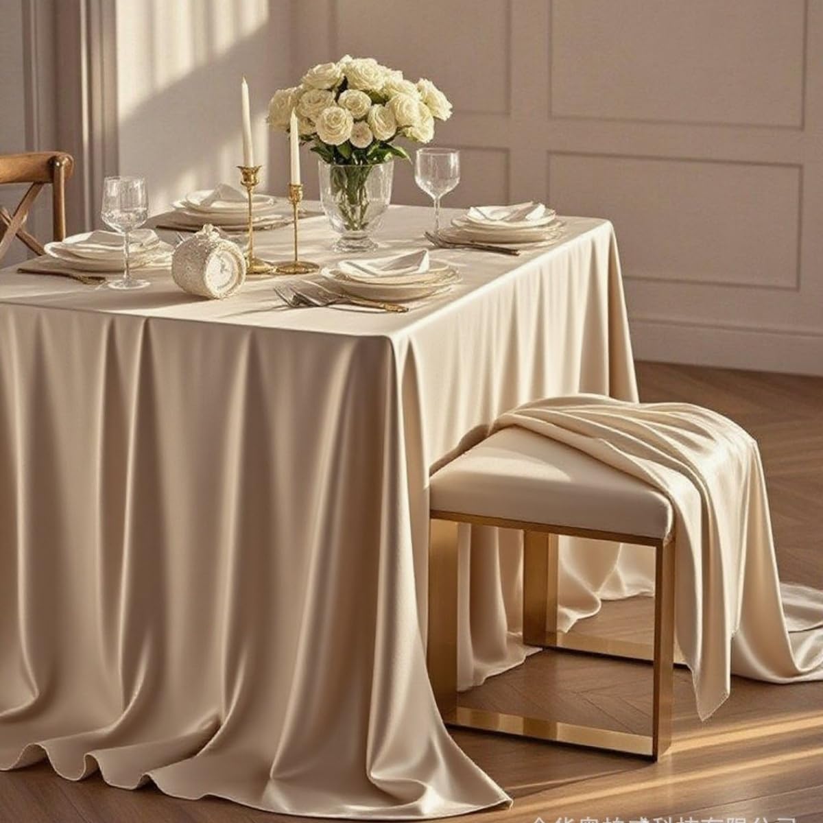 Mantel de satén de color liso, elegante mantel para bodas, fiestas, banquetes, eventos festivos, 140 x 180 cm y elegante decoración de mesa