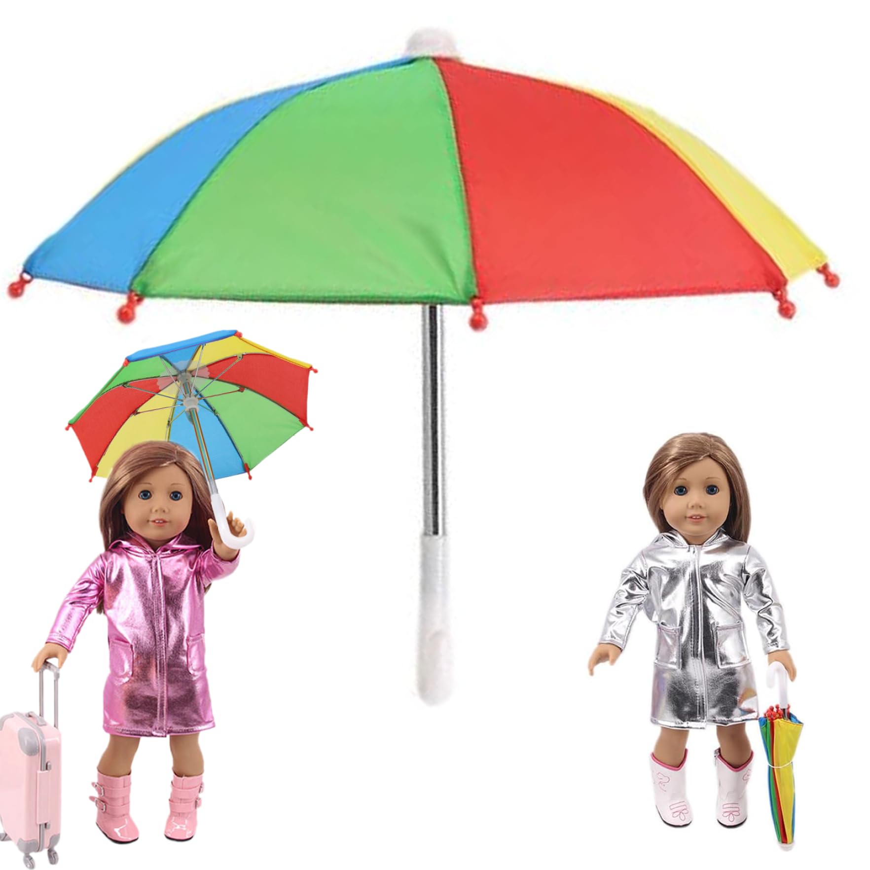 AwnsIMfreien Mini Umbrella Toy, Doll Umbrella for 18 Inch Dolls, Colorful Toy, 10.2x8.5 Inch Open Close Tiny, Funny Mini Umbrellas for Decorations