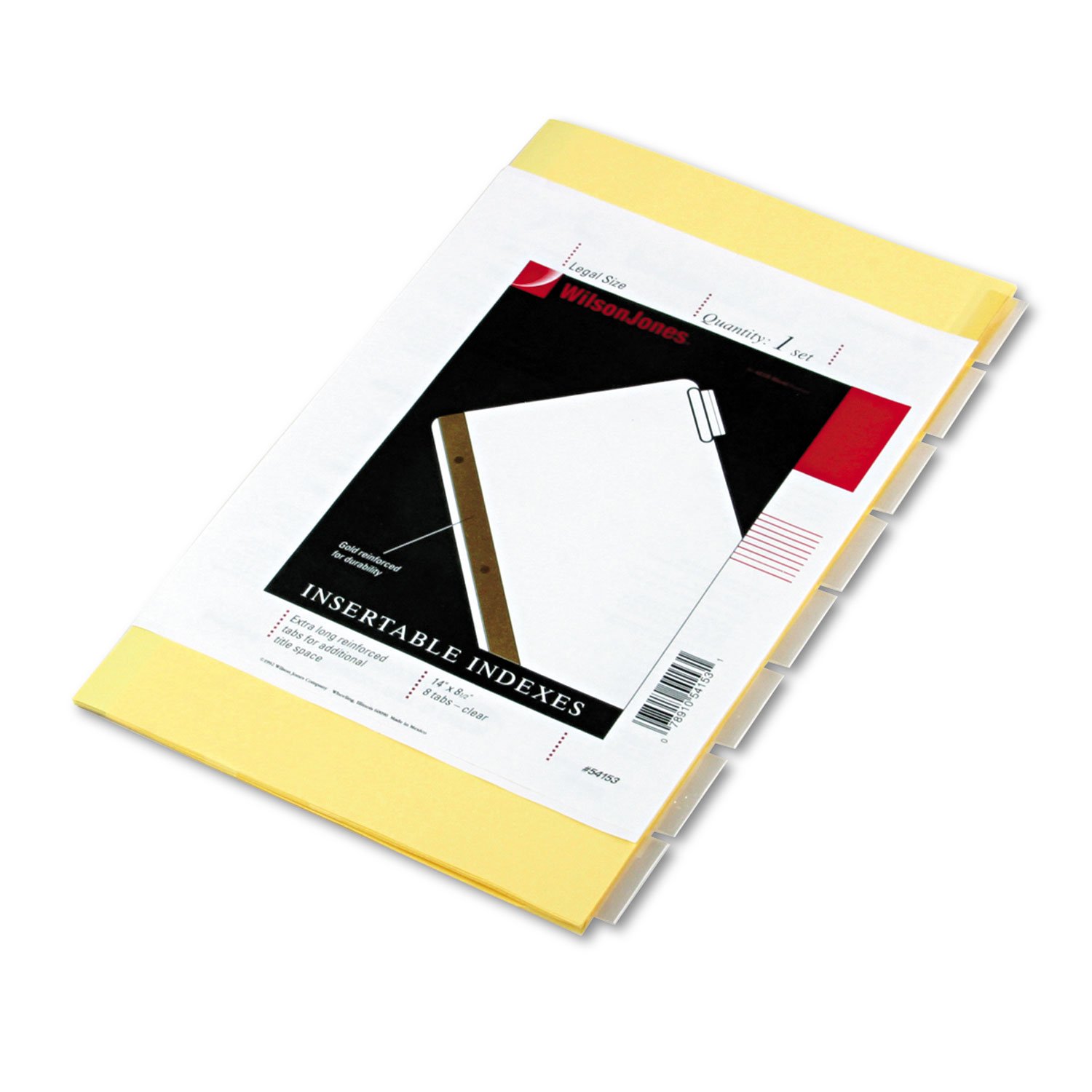 Wilson Jones Legal Insertable Dividers, 8-Tab Set, 4-Hole Punched, Clear Tabs on Buff Paper, 8.5 x 14 Inches (W54153)