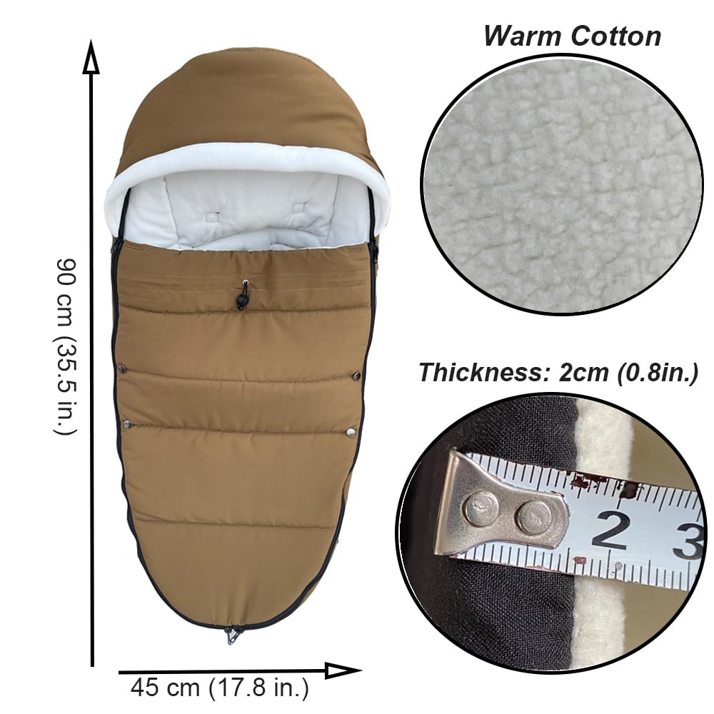 Uniwersalny Mufki Na Nóżki do wózka kompatybilny z Babyzen YOYO/YOYO2, Stokke YOYO3 i Bugaboo, tkanina wiatro- i wodoodporna, łatwa w czyszczeniu (Carmel)