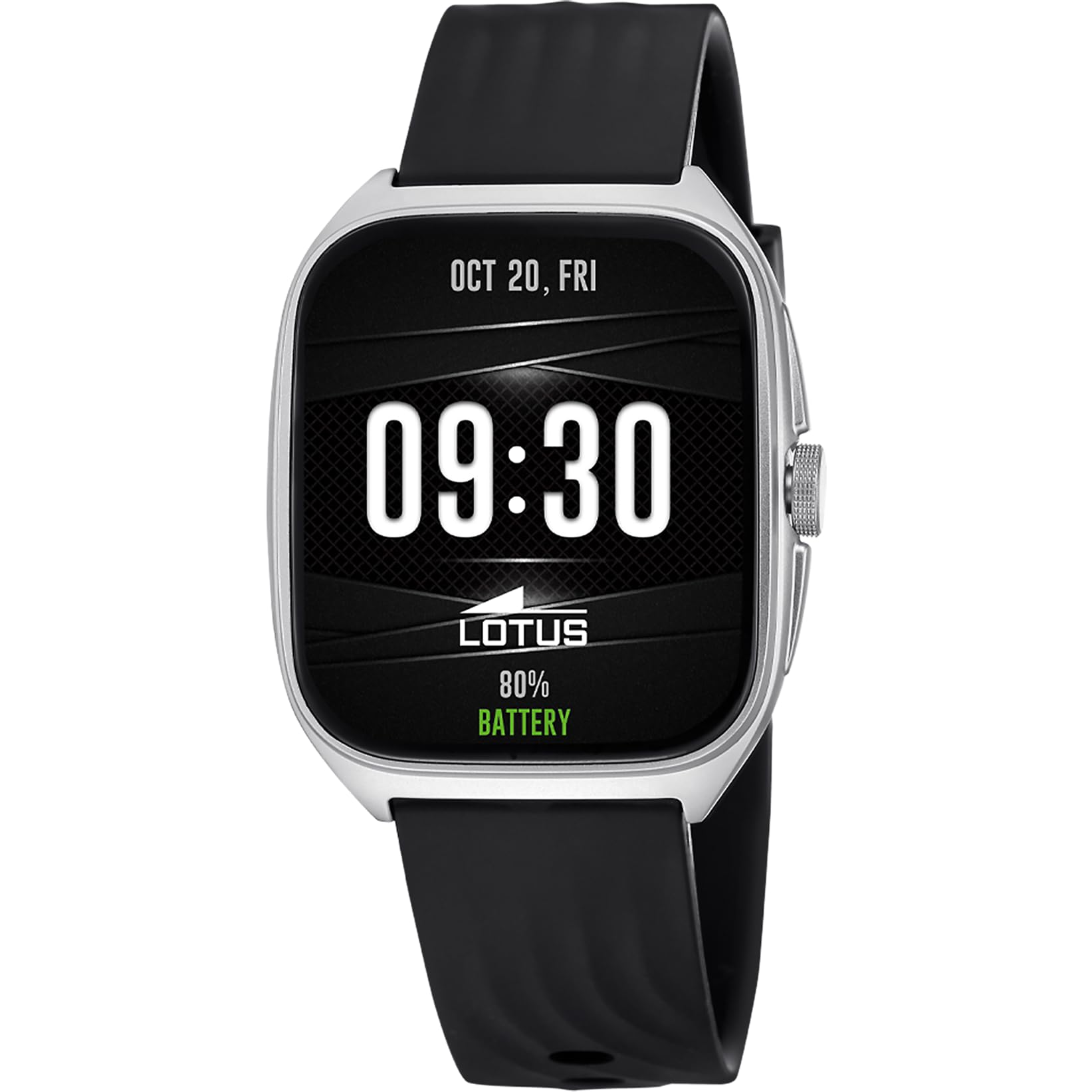 LOTUS Reloj Inteligente Hombre Mujer - Smartwatch Unisex de Caucho Negro - Resistente al Agua IP65 - Voz IA, Control Música, Cuenta Pasos y Calorías, Teléfono 50210/​1 Ondas 2 - Smartime 2nd Gen